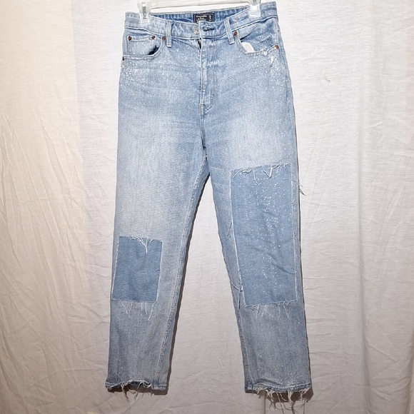 Abercrombie & Fitch Denim - Abercrombie & Fitch Light Blue Denim Jeans, Patchwork, Distressed, Sz 8, NWOT